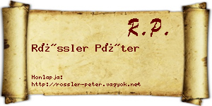 Rössler Péter névjegykártya